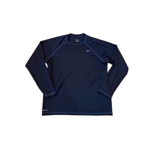VTG Nike Dri Fit Shirt Mens Size L Black Crew Neck Long Sleeve Pullover Swoosh